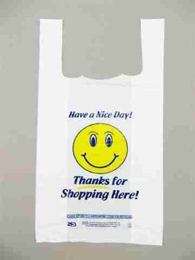 Picture of THANK YOU BAG HAPPY FACE HD WHITE -- 8LB